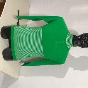 Green and White Striped Long Sleeve Top